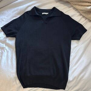 BLACK MENS KNIT SHIRT